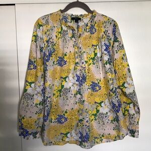 J. Crew Multicolor Floral Button-Up Blouse